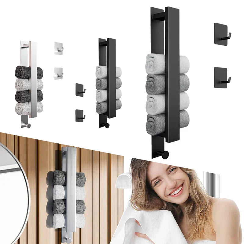 BowLift | Modern Self-Adhesive Towel Rack - in Silver and Black
