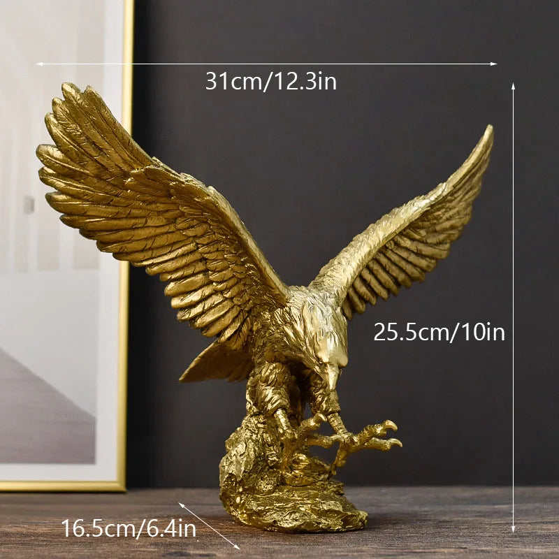 BowLift | Resin Golden Eagle Statue Art Animal Model Collection Ornament Home Office Desk Feng Shui Decor Figures simple