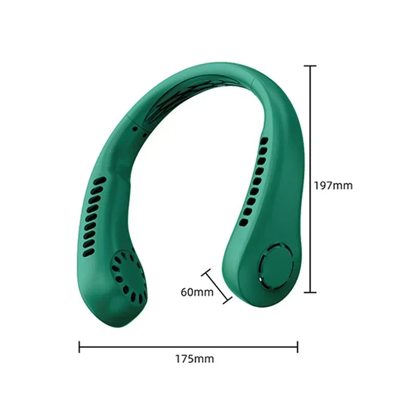 Portable Mini Neck Hanging Fan - Air-Cooled, Wearable USB Fan for Outdoor Sports, Running, Travel, Blade-Free Design | Bowlift