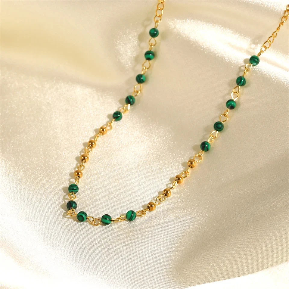 BowLift | Dainty Gold & Malachite Stone Necklace