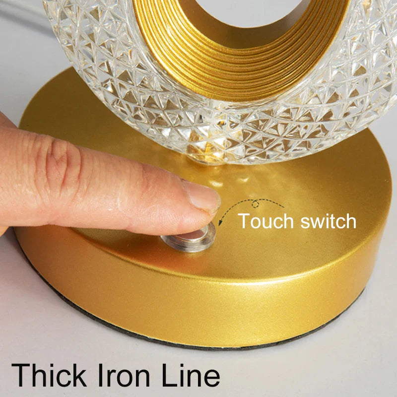 BowLift | Crystal LED Table Lamp: Dimmable, USB Charging, Touch & Remote Control