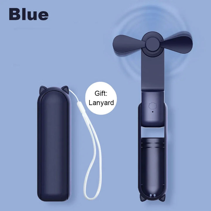 Portable Mini Handheld USB Fan – Rechargeable Folding Pocket Fan with Battery, Cooling Hand Fan and Power Bank Function | Bowlift