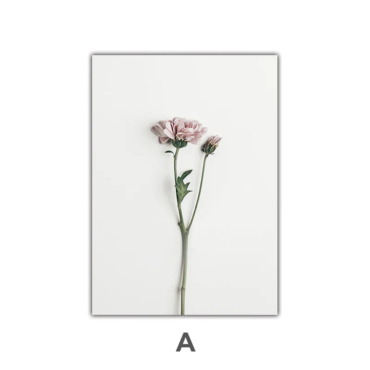 Minimalist Pink Floral Botanical Wall Art Fine Art Canvas Prints Posters Elegant Pictures For Nordic Living Room Dining Room Bedroom Art Decor | Bowlift