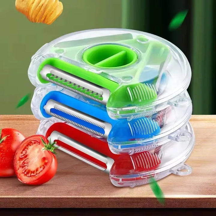 BowLift | Peelvanta 3-in-1 Peeler | Stainless Steel Blades | Julienne & Serrated | Dishwasher Safe
