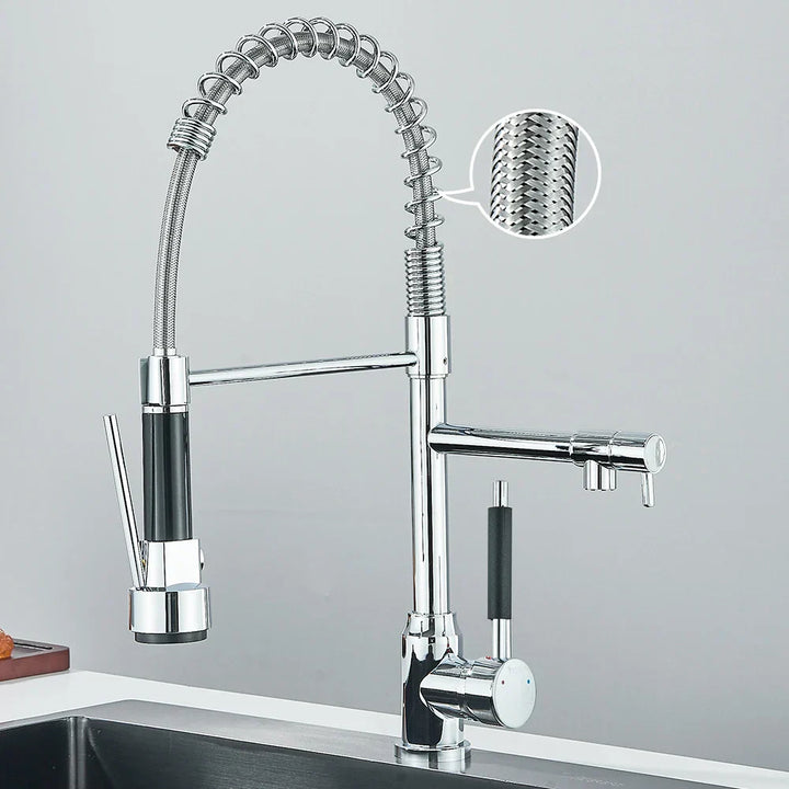 Faucet with Double Spout – High-Quality Faucet for Flexible Washing, Swivable, Ideal for Modern Kitchens, Easy to Clean and Simple Installation | Bowlift
