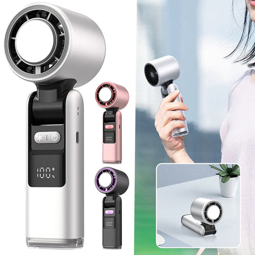 Mini handheld fan with 100 wind levels and digital display | Bowlift