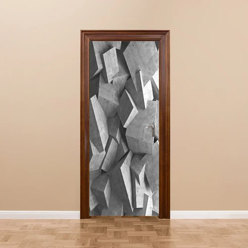 Modern Abstract Pearl Geometric Door Sticker Mural Removable PVC Vinyl Peel N Stick Wall Art Mural Decal For Interior Doors Creative DIY Home Decor | Bowlift