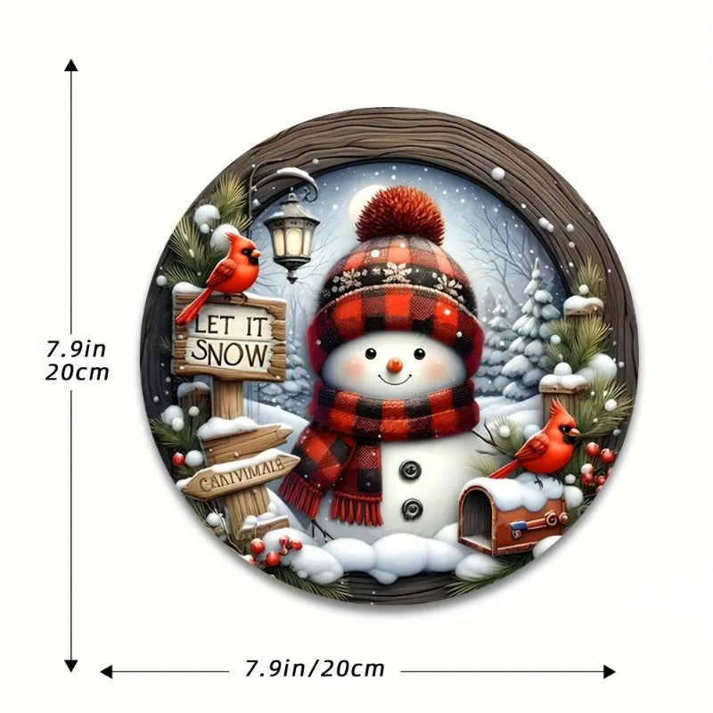 BowLift | CrystalSnow | Christmas wreath made of acrylic | Snowman & winter design | Wall & door decoration Ø 20 cm