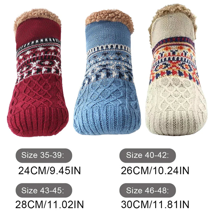 BowLift | North Cottage | Thermal House Socks Winter | Non-slip Cozy Socks for Women & Men | Thickly Lined & Extra Warm | Soft Anti-Slip Bed Socks for Home & Christmas
