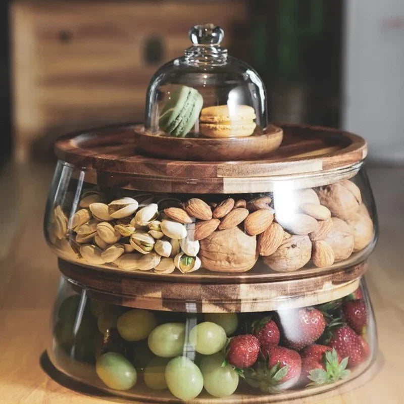 BowLift | Glass bowl with wooden lid – Sturdy storage bowl for snacks and sweets