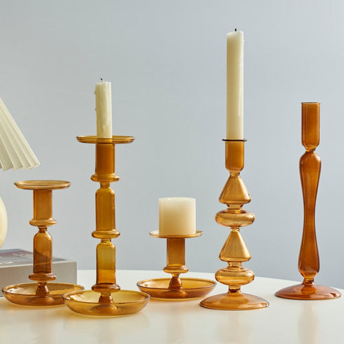 Amber Modern Glass Candle Holder | Bowlift