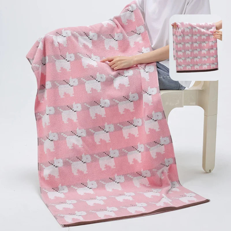 Reversible Animal Print Cotton Towel | Bowlift