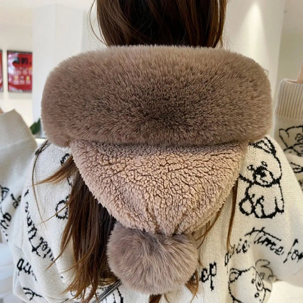 BowLift | Women’s Winter Beanie Hat with Scarf | Fuzzy Faux Fur | Windproof & Warm