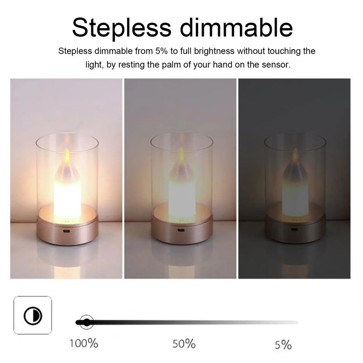 BowLift | AuraFlame LED Candle | Gesture Control & Stepless Dimmable | USB Rechargeable | Warm Light 2400K | 8.5 × 8.5 × 13 cm