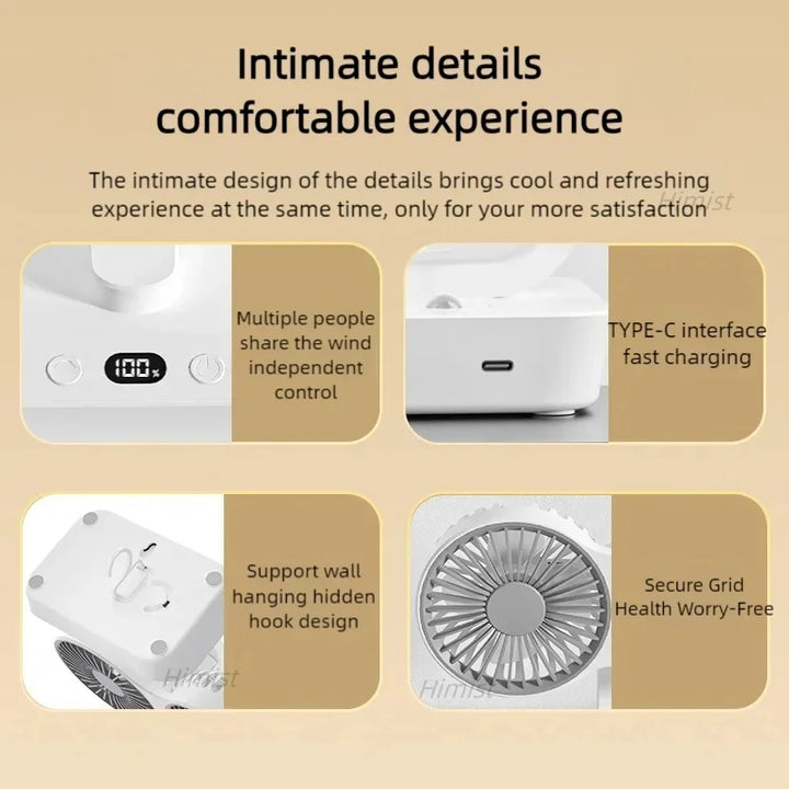 Lightweight Double Blades Rechargeable Travel Camp Cooler Fan | Bowlift