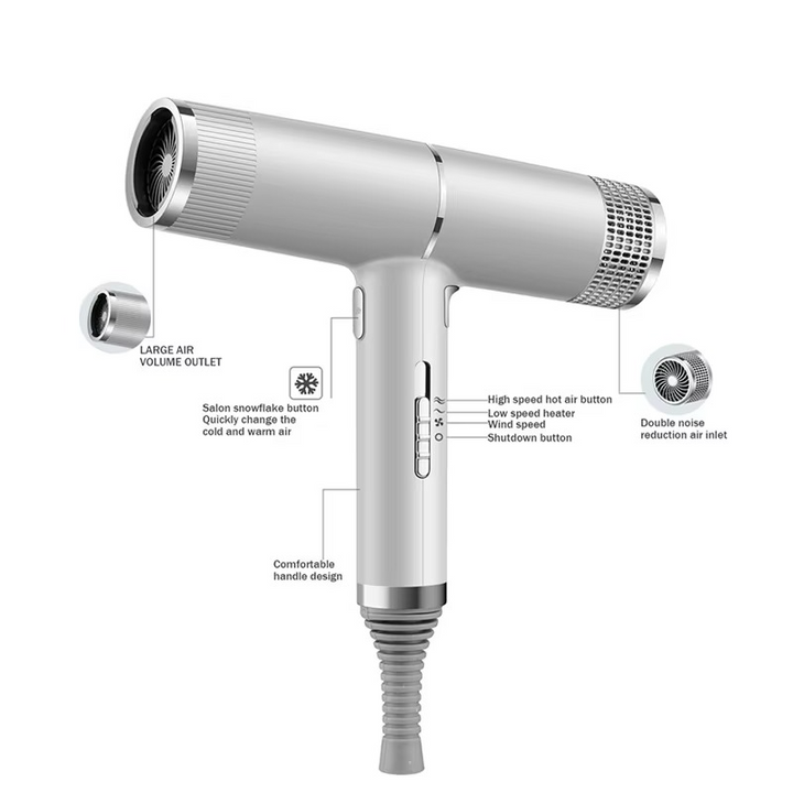BowLift | Professional High-Power Negative Ion Hair Dryer with Air Nozzle for Home and Salon Use