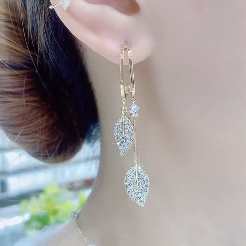 BowLift | Nature Elegance Crystal Long Tassel Earrings