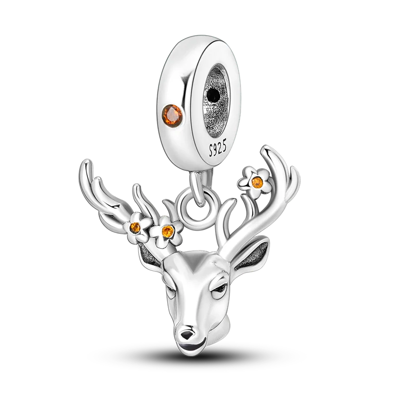 BowLift | 925 Silver Golden Leopard Charms Beads Colorful Chameleon Rhinoceros Lion Scarab Cat Pendant Compatible with Original Pandora Bracelet Jewelry