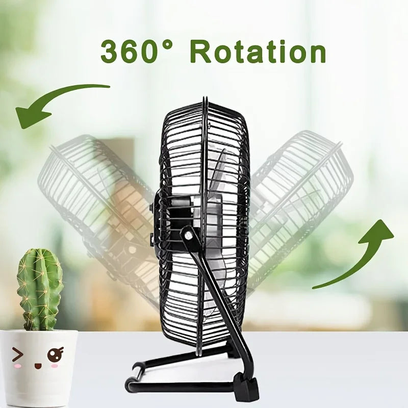 4/6/8 Inch Desktop Portable USB Electric Fan – 2-Speed Adjustable Mini Desk Fan with 4 Blades & 360° Rotation for Strong Airflow | Bowlift