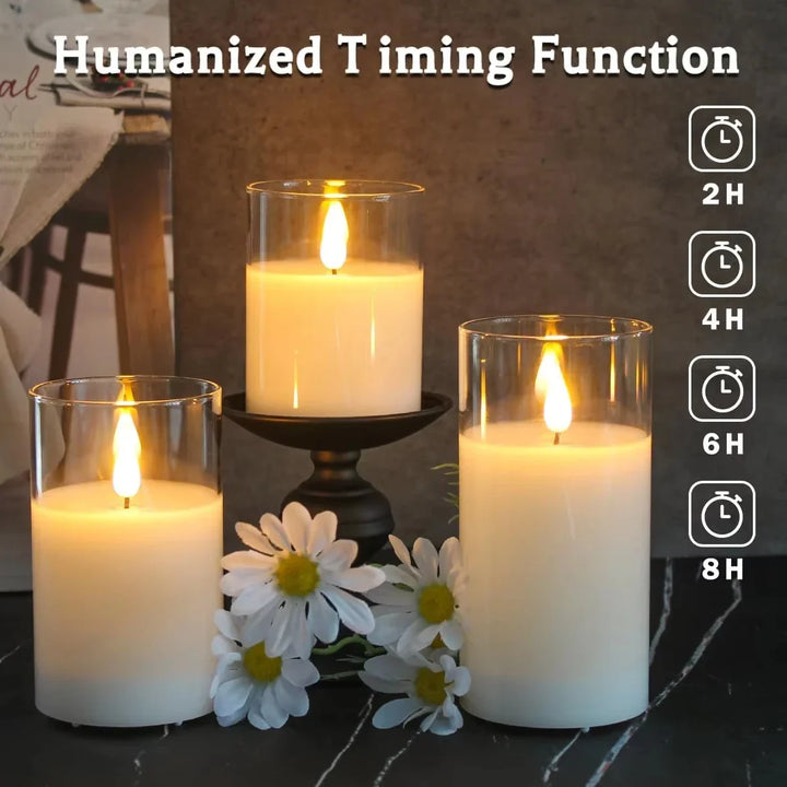 BowLift | Lumièrea | LED Candle Set with Glass | Flickering & Remote Control | Timer | Wedding & Christmas