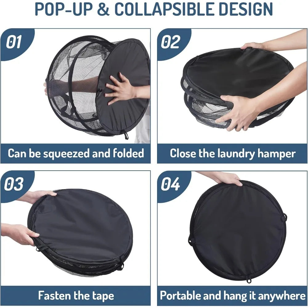 BowLift | SPIRAFOLD Laundry Basket | Foldable & Breathable | Mesh Design with Carry Handles | For Home, Bathroom & Student Apartment
