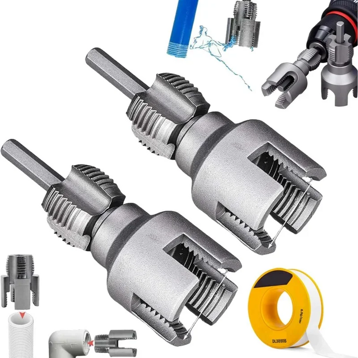 Pipe Thread Reamer & Edge Cutter Drill Attachment Tool | Bowlift