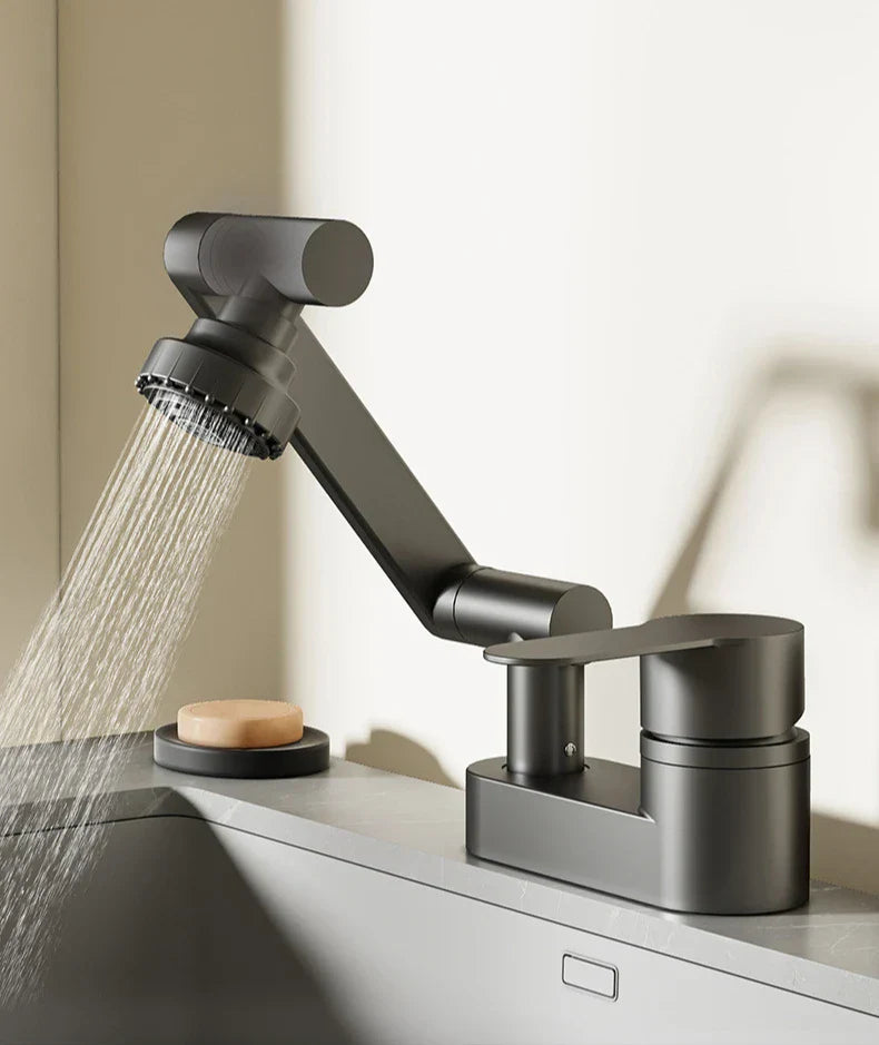 Aqua Twist Duo-Flex Basin Mixer – 360° swiveling two-hole faucet for hot and cold water Bowlift
