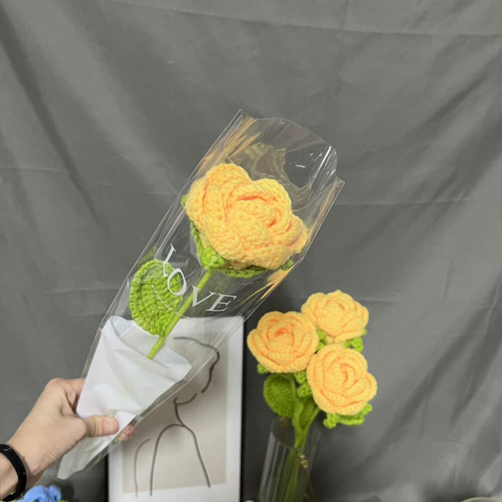 Hand-knitted rose bouquet
