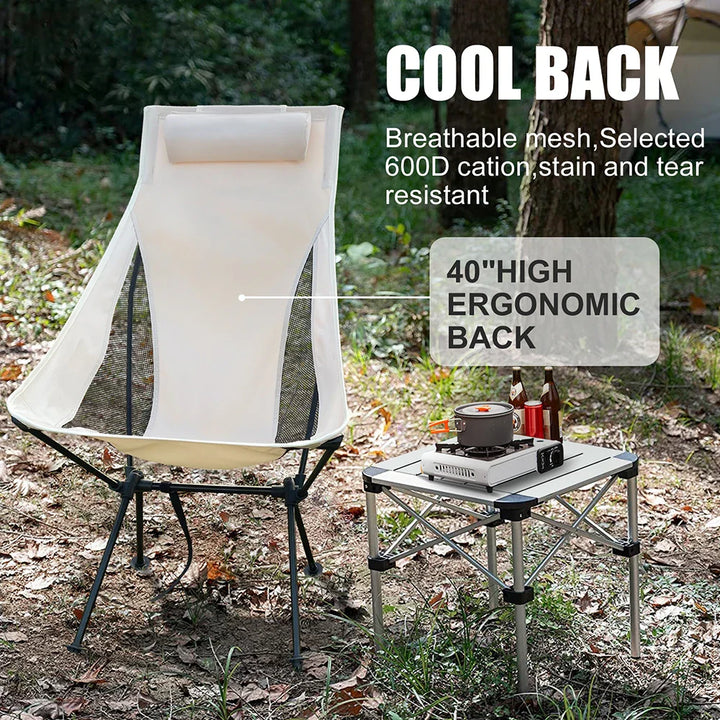 BowLift | CAMPEROX Folding Chair Outdoor | Loadable up to 150 kg | Aluminum frame & tear-resistant fabric | For camping, beach & garden