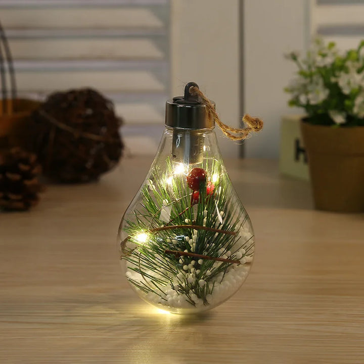 BowLift | Lunivera | LED Deco Light | Transparent with Leaf Globe | Warm White Sparkle | For Christmas, Wedding & Party