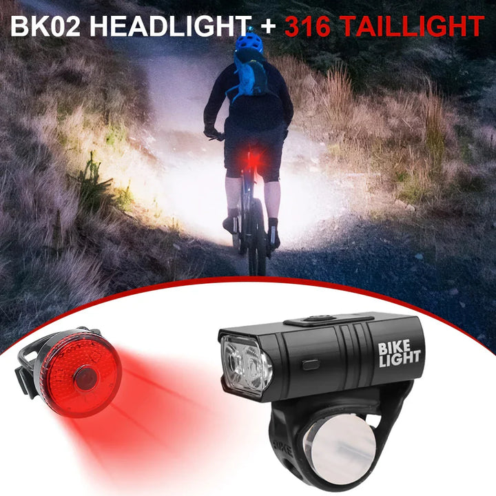 BowLift | USB Rechargeable LED Bike Light Set – Waterproof Bike Headlight and Tail Light with Multiple Modes for Safety and Visibility