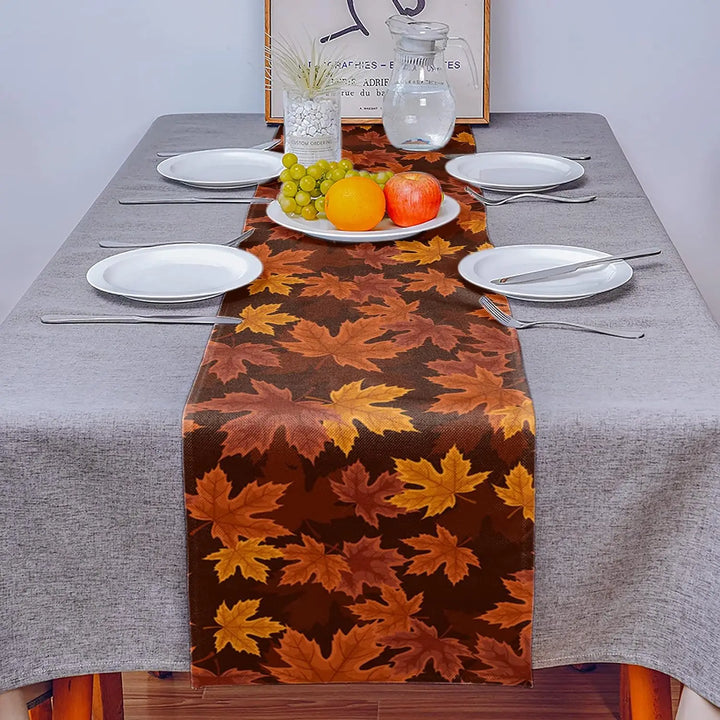 BowLift | Autumna LeafRunner Table Runner Linen | Maple Leaf Autumn Decor | Washable & Durable | 150–200 × 33 cm