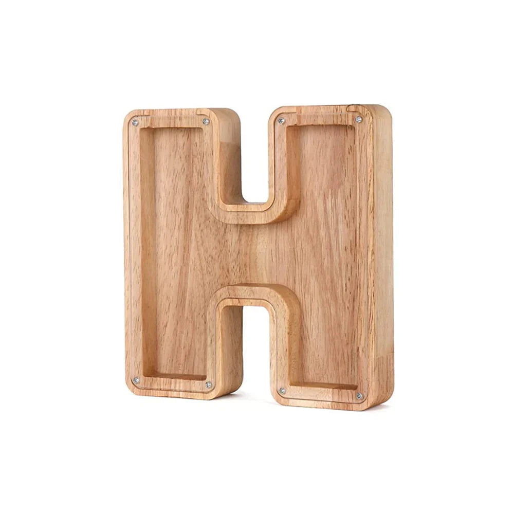 BowLift | Wooden Alphabet Piggy Bank with Transparent Viewing Window for Stylish Saving
