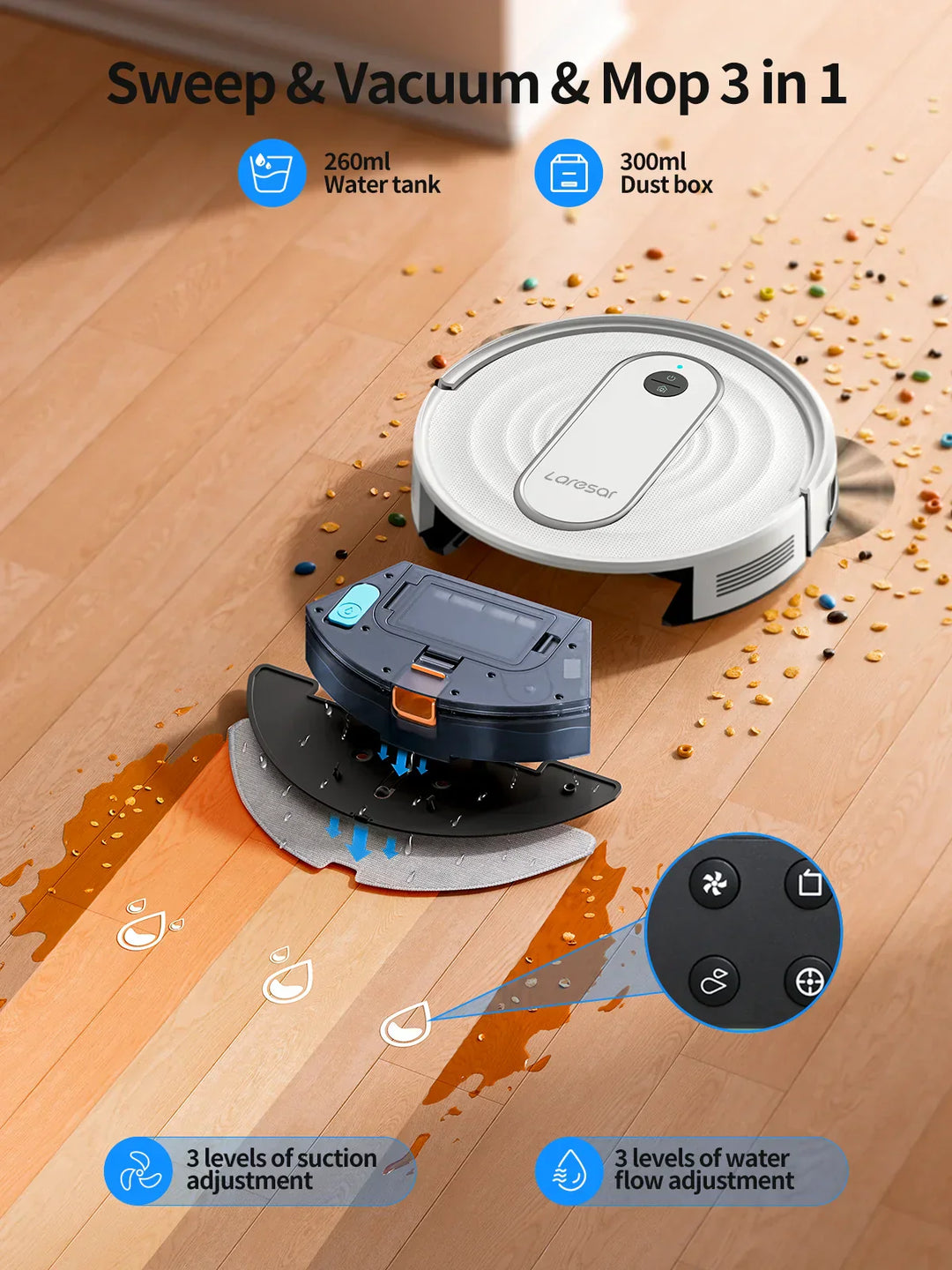 BowLift | SmartClean P10 | 2-in-1 Vacuum and Mop Robot | Gyroscope Navigation | App Control