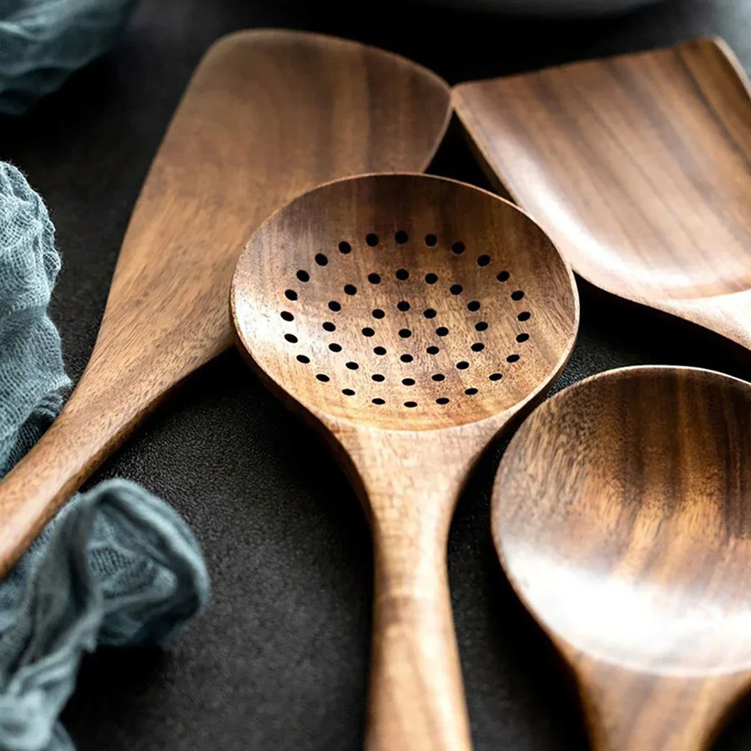 EcoWood – Luxurious cookware set made of wood with storage bucket Bowlift
