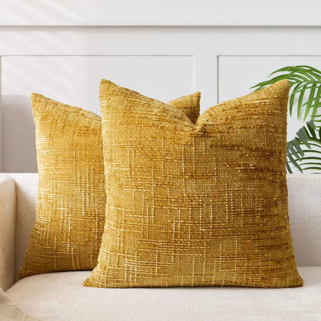 BowLift | Chenille Cushion with Bamboo Texture in Solid Color for Sofa and Bedroom