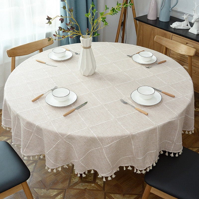 BowLift | Aesthetic Round Linen Tablecloth