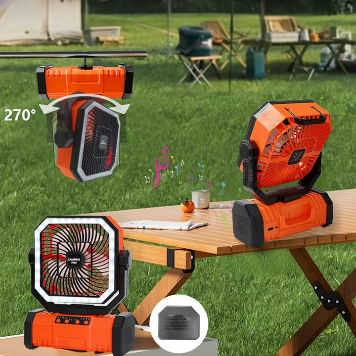 Rechargeable Camping Fan with 20000mAh Battery, 4 Speeds and LED Lantern | Bowlift