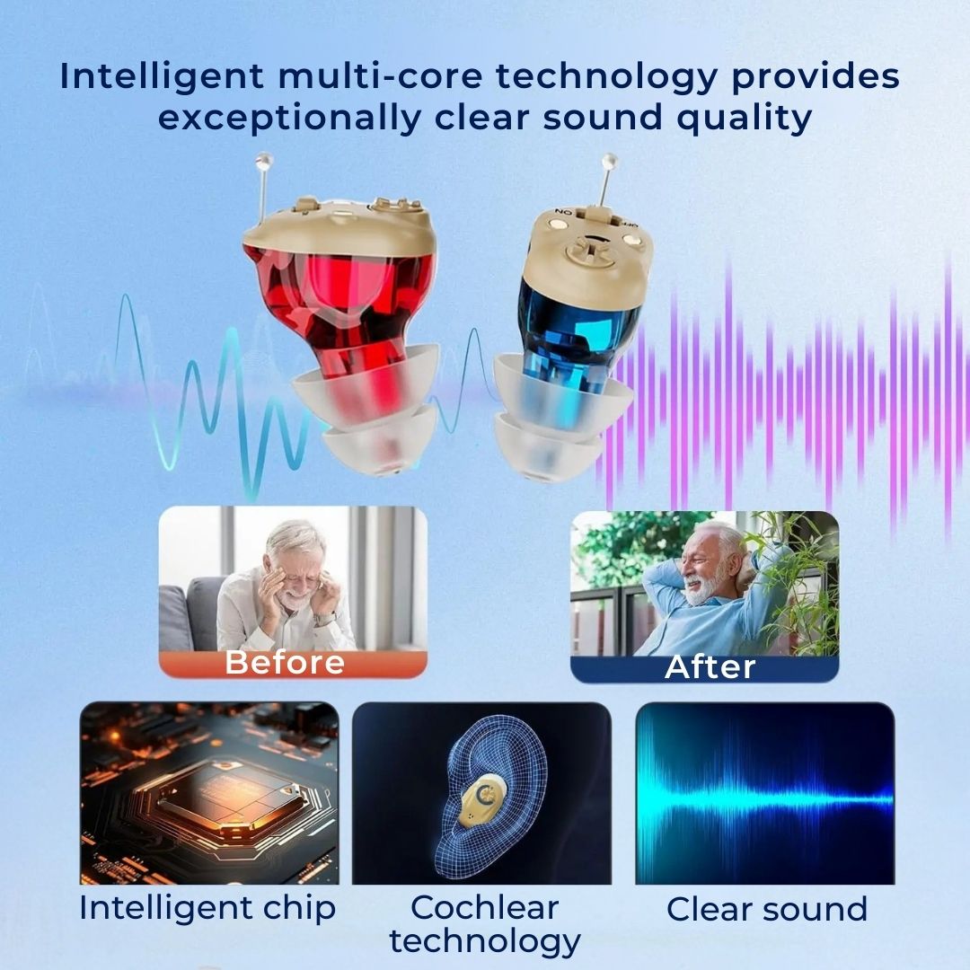 SilentWave | Rechargeable Invisible Hearing Aids Pair - Amplify Sound - Improve Speech Clarity - Discreet Design Bowlift