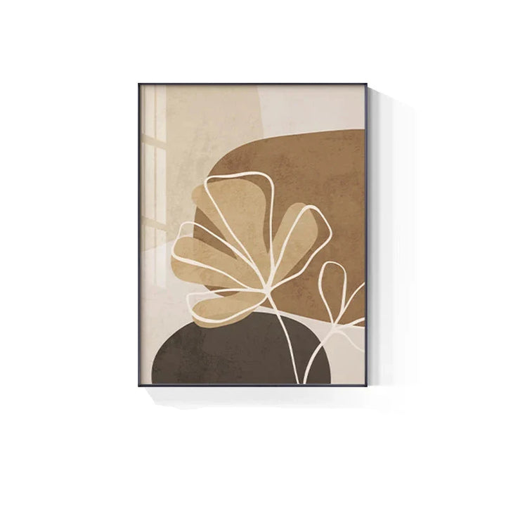 Simple Beige Brown Floral Abstract Wall Art Fine Art Canvas Prints Minimalist Pictures For Modern Apartment Living Room Bedroom Art For Contemporary Interiors | Bowlift