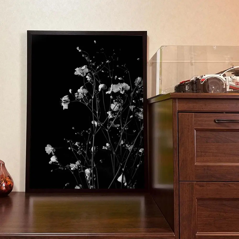 Modern Lifestyle Floral Wall Art Minimalist Black White Posters Fine Art Canvas Prints Pictures For Living Room Decor | Bowlift