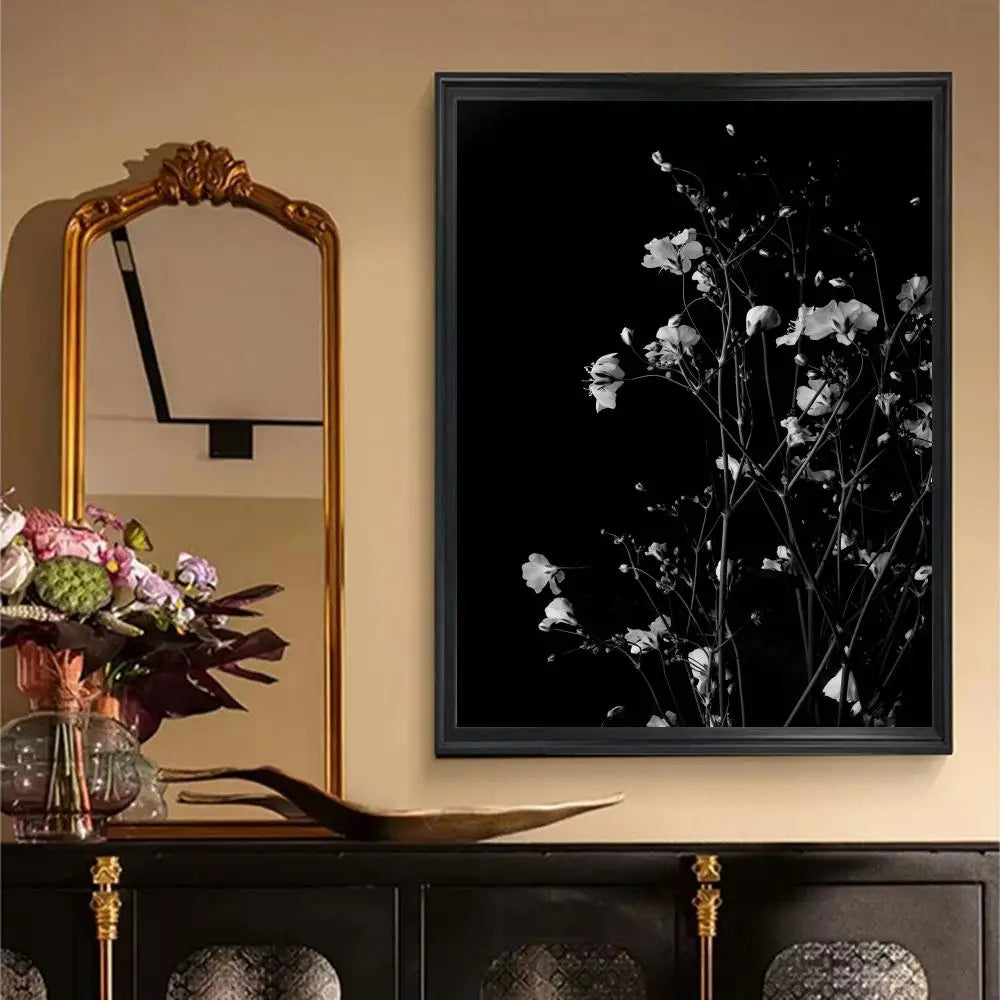 Modern Lifestyle Floral Wall Art Minimalist Black White Posters Fine Art Canvas Prints Pictures For Living Room Decor | Bowlift