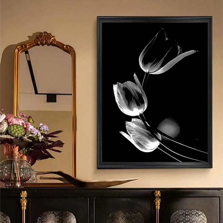 Modern Lifestyle Floral Wall Art Minimalist Black White Posters Fine Art Canvas Prints Pictures For Living Room Decor | Bowlift