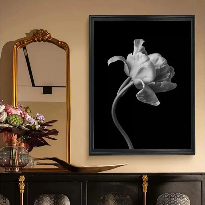 Modern Lifestyle Floral Wall Art Minimalist Black White Posters Fine Art Canvas Prints Pictures For Living Room Decor | Bowlift