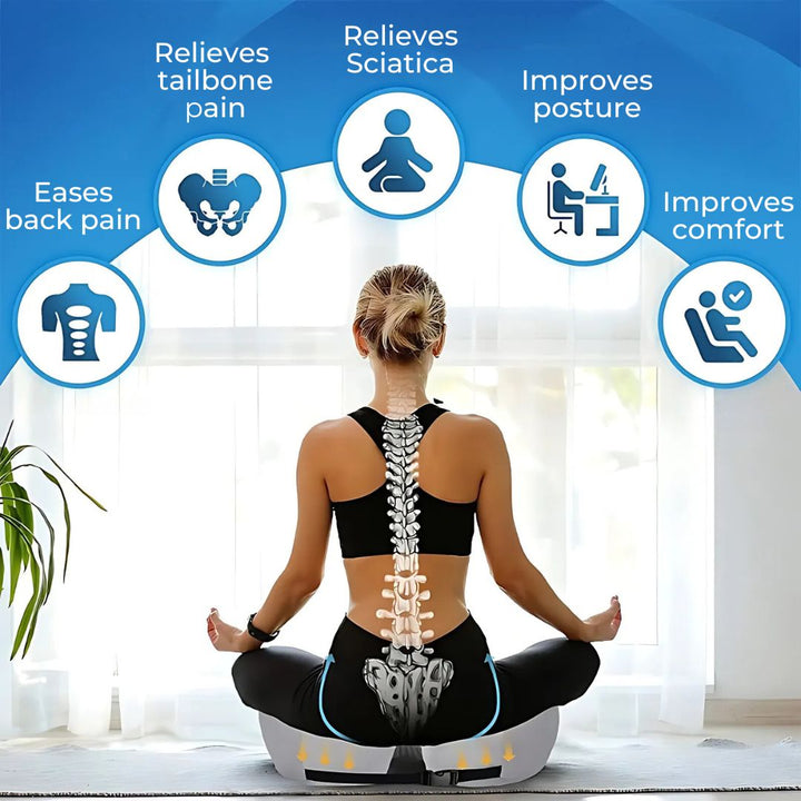 SitSmart Adjustable Memory Foam Sit Bone Relief | Seat Cushion for Tailbone Pressure Pain - Posture Support in Office Chairs Bowlift