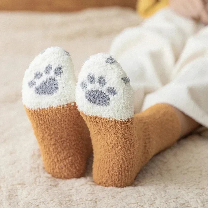 BowLift | Ladies' Cotton Socks with Cat Paw Pattern – Super Soft, Ideal for Winter, Size EU 35-42