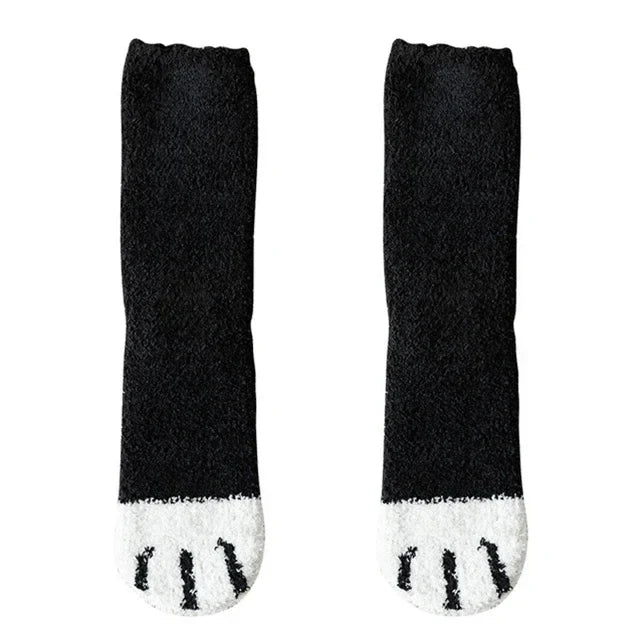 BowLift | Ladies' Cotton Socks with Cat Paw Pattern – Super Soft, Ideal for Winter, Size EU 35-42