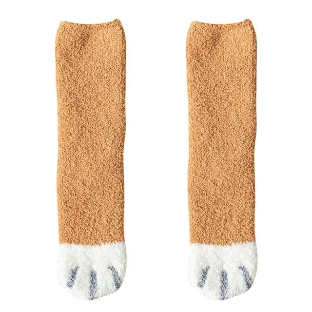 BowLift | Ladies' Cotton Socks with Cat Paw Pattern – Super Soft, Ideal for Winter, Size EU 35-42