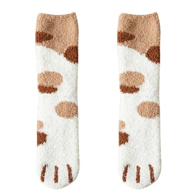 BowLift | Ladies' Cotton Socks with Cat Paw Pattern – Super Soft, Ideal for Winter, Size EU 35-42
