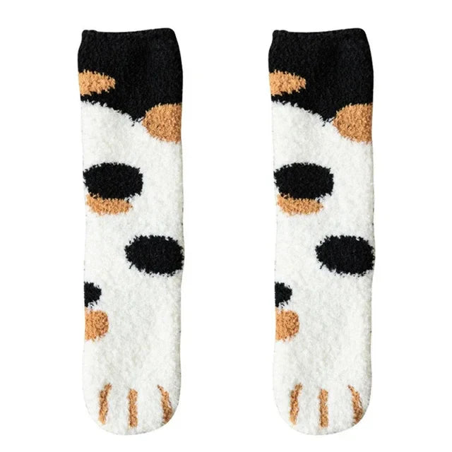 BowLift | Ladies' Cotton Socks with Cat Paw Pattern – Super Soft, Ideal for Winter, Size EU 35-42
